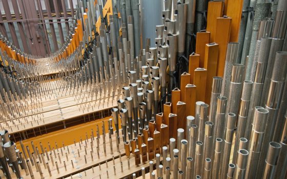 Close up of choir pipes in the Longwood organ