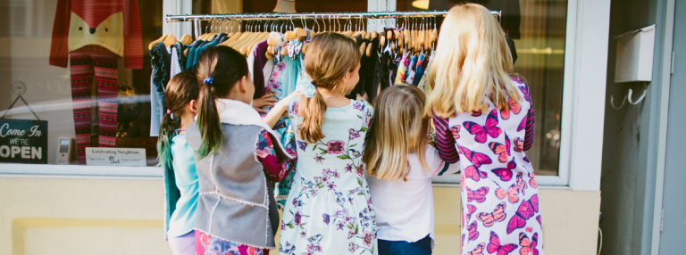 children shopping outdoors